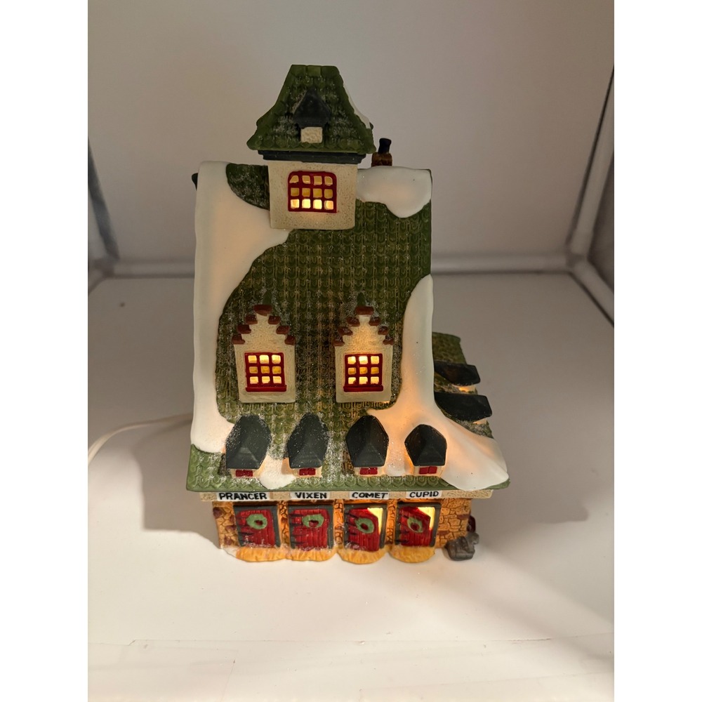 Dept 56 North Pole Series Reindeer Barn 5601-4 Heritage Village Lighted House